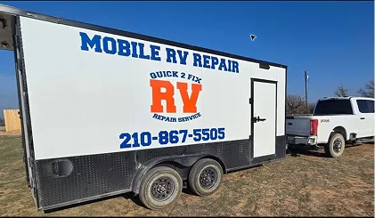 Quick 2 Fix mobile RV repair trailer ready for dispatch and on-site service across Abilene and surrounding areas.